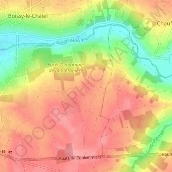 Mappa topografica Les Chantretots, altitudine, rilievo