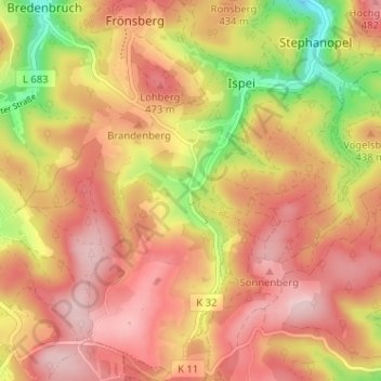 Mappa topografica Heppingsen, altitudine, rilievo