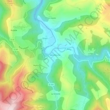 Mappa topografica Saint-Maurice, altitudine, rilievo