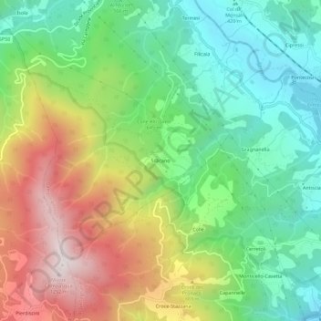 Mappa topografica Sillicano, altitudine, rilievo