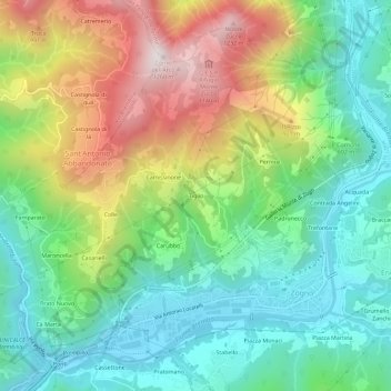Mappa topografica Tiglio, altitudine, rilievo