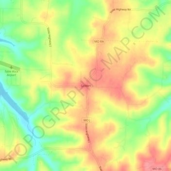 Mappa topografica Golden, altitudine, rilievo