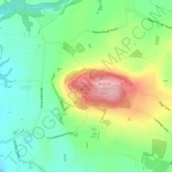 Mappa topografica Beacon Fell, altitudine, rilievo