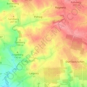 Mappa topografica Papsdorf, altitudine, rilievo
