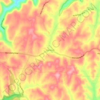 Mappa topografica Denniston, altitudine, rilievo