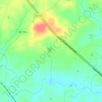Mappa topografica Roscoe Pond Dam, altitudine, rilievo