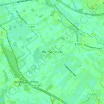 Mappa topografica Wertherbruch, altitudine, rilievo