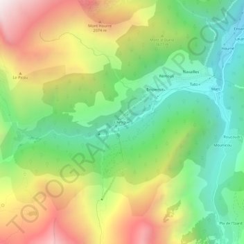 Mappa topografica L'Artigue, altitudine, rilievo