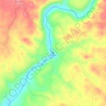 Mappa topografica Kawasan Falls, altitudine, rilievo