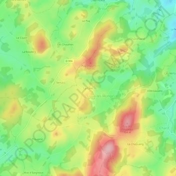 Mappa topografica La Côte, altitudine, rilievo