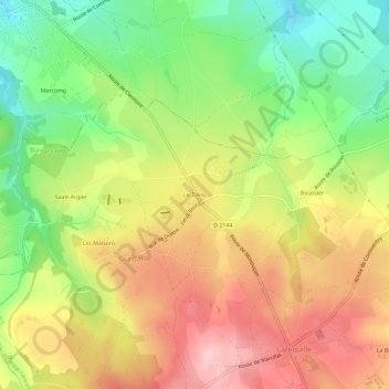Mappa topografica Le Tillou, altitudine, rilievo