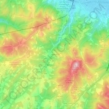 Mappa topografica Belfiore, altitudine, rilievo