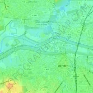 Mappa topografica Altendorf, altitudine, rilievo