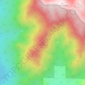 Mappa topografica Cone Peak, altitudine, rilievo