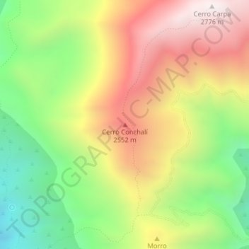 Mappa topografica Cerro Conchalí, altitudine, rilievo
