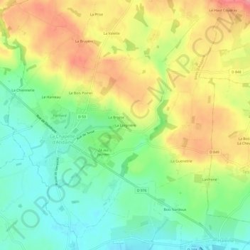 Mappa topografica La Coignière, altitudine, rilievo