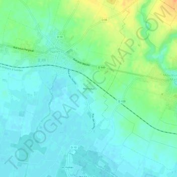 Mappa topografica Nermoux, altitudine, rilievo