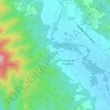 Mappa topografica Font de can Verdaguer, altitudine, rilievo