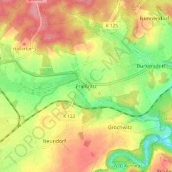Mappa topografica Frießnitz, altitudine, rilievo