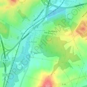 Mappa topografica Bois Sanfort, altitudine, rilievo
