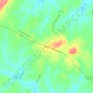 Mappa topografica Norman, altitudine, rilievo
