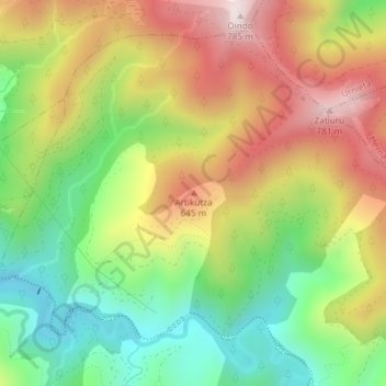 Mappa topografica Artikutza, altitudine, rilievo