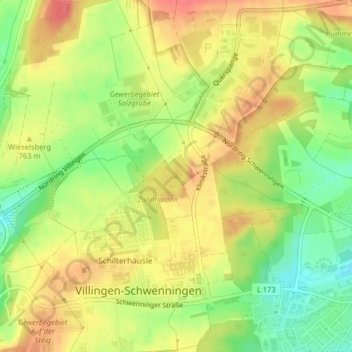 Mappa topografica Hohe Mark, altitudine, rilievo