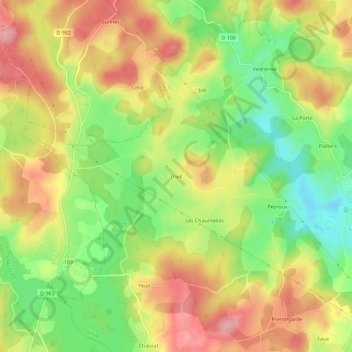 Mappa topografica Theil, altitudine, rilievo