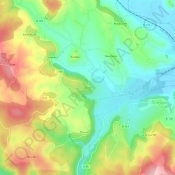 Mappa topografica Murat, altitudine, rilievo