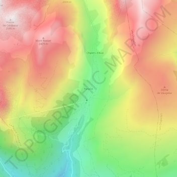 Mappa topografica Forand, altitudine, rilievo