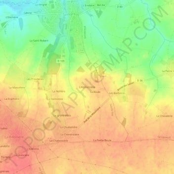 Mappa topografica L'Alphonsière, altitudine, rilievo