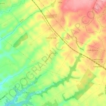 Mappa topografica Tre Colli, altitudine, rilievo