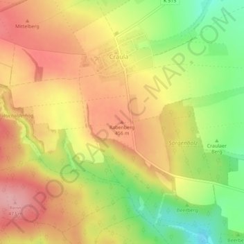 Mappa topografica Rabenberg, altitudine, rilievo