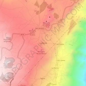 Mappa topografica Las Rosas, altitudine, rilievo