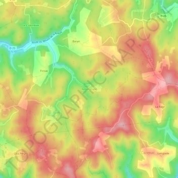 Mappa topografica Redon-Espic, altitudine, rilievo