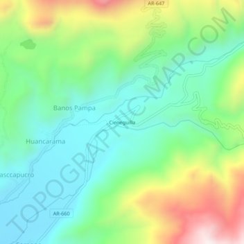 Mappa topografica Cieneguilla, altitudine, rilievo
