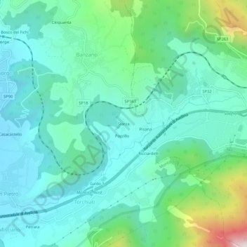 Mappa topografica Starza, altitudine, rilievo