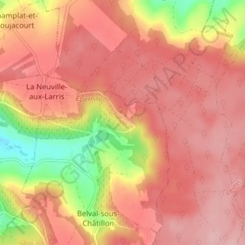 Mappa topografica Paradis, altitudine, rilievo