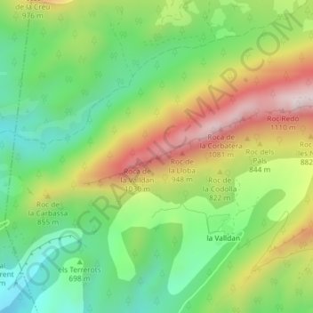 Mappa topografica Carabassa, altitudine, rilievo