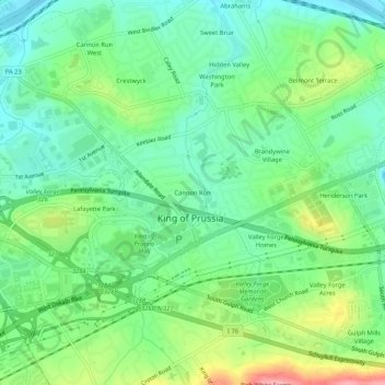 Mappa topografica Cannon Run, altitudine, rilievo