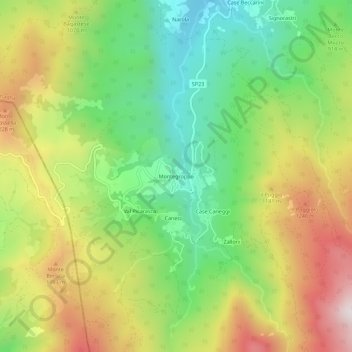 Mappa topografica Montegroppo, altitudine, rilievo