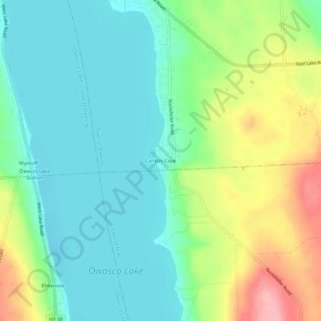 Mappa topografica Conklin Cove, altitudine, rilievo