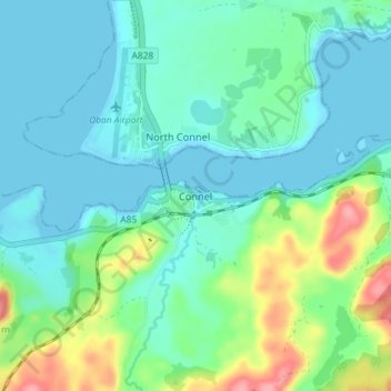 Mappa topografica Connel, altitudine, rilievo