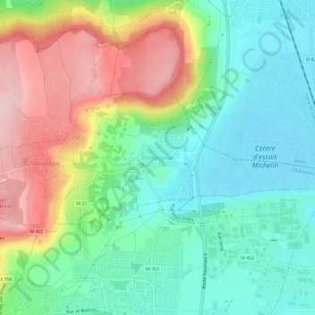 Mappa topografica Pompignat, altitudine, rilievo