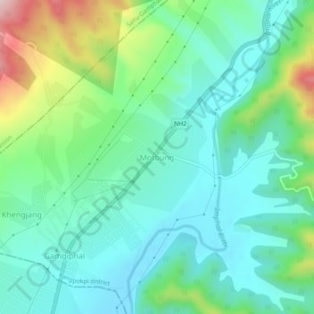 Mappa topografica Motbung, altitudine, rilievo