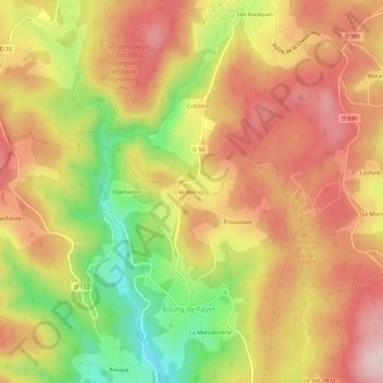 Mappa topografica Ardennes, altitudine, rilievo