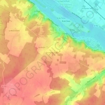 Mappa topografica Le Champ Logeais, altitudine, rilievo
