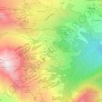 Mappa topografica Le Corbier, altitudine, rilievo