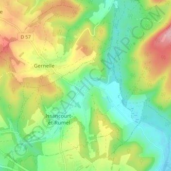 Mappa topografica Rumel, altitudine, rilievo