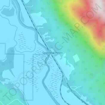 Mappa topografica Spillimacheen, altitudine, rilievo